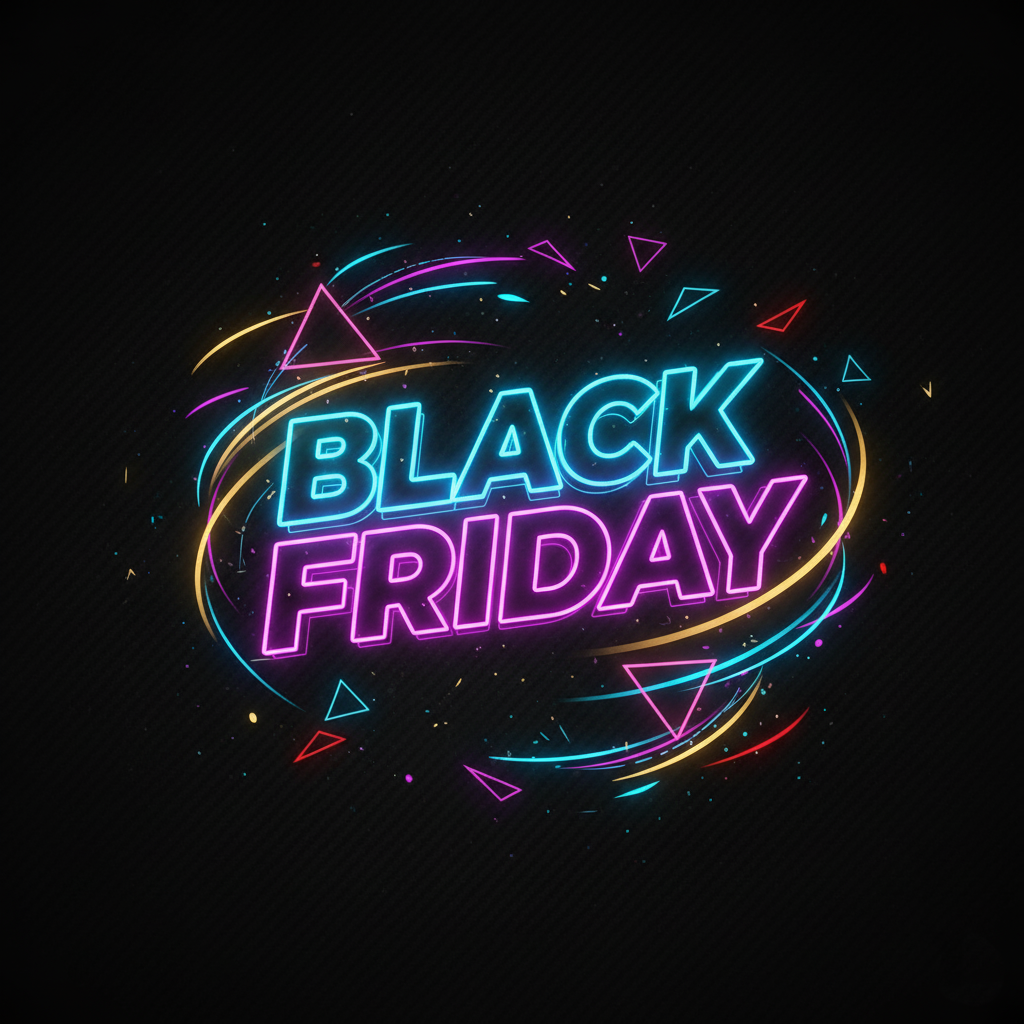 Banner de Black Friday com fundo preto e texto em destaque estilo profissional de e-commerce
