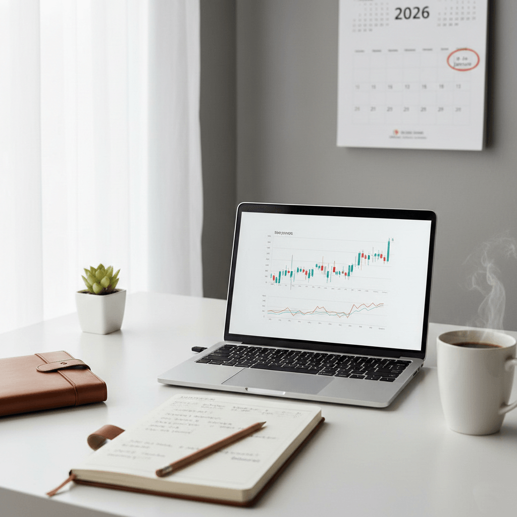 Planejamento estratégico para concurso público 2026 sobre mesa de escritório.